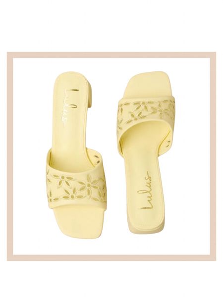 Butter yellow heeled embroidered floral cutout summer vacation resort sandals 

#LTKshoecrush #LTKtravel #LTKworkwear