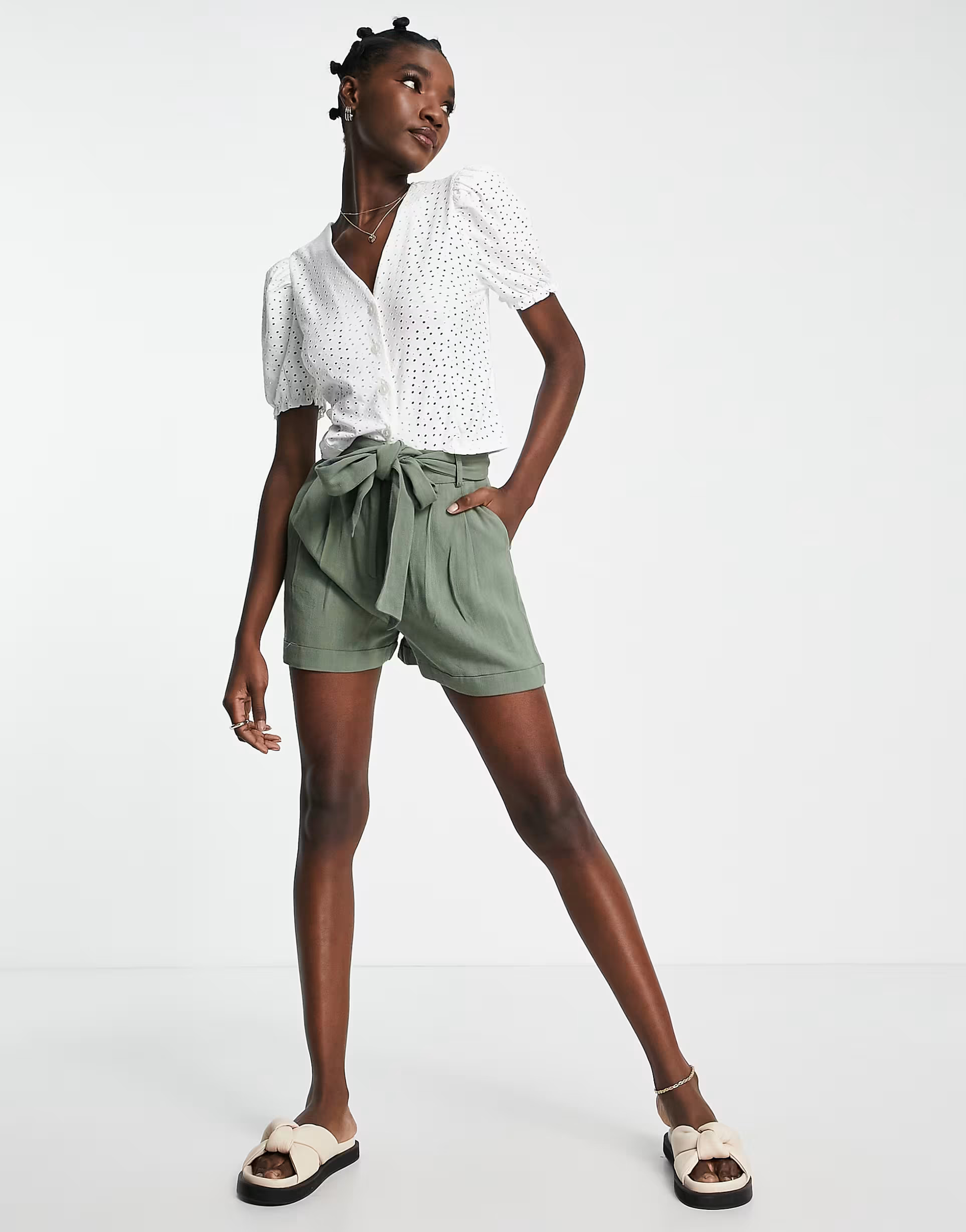 Vila jersey eyelet shirt in white - WHITE | ASOS | ASOS (Global)