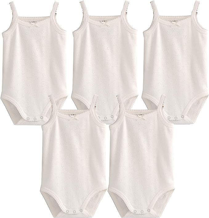Baby Girls Spaghetti Strap Bodysuit SleevelessTank Top Cotton Baby One-Pieces Pack of Baby Summer... | Amazon (US)