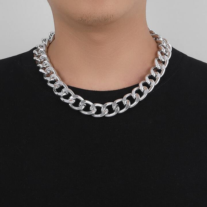 1pc Exaggerated Personality Aluminum Chain Thick Men's Necklace Daily All-match Accessory | SHEIN