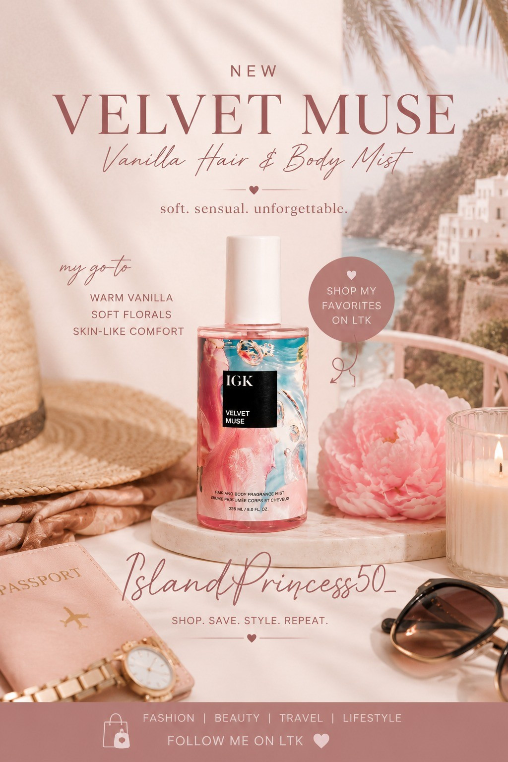 Soft. sensual. unforgettable. ✨💗Currently obsessed with the new IGK Velvet Muse Vanilla Hair & Body Mist — the perfect mix of warm vanilla, soft florals, and effortless luxury.Your sign to smell expensive all summer long ☀️🌸

#LTKBeauty #LTKTravel
