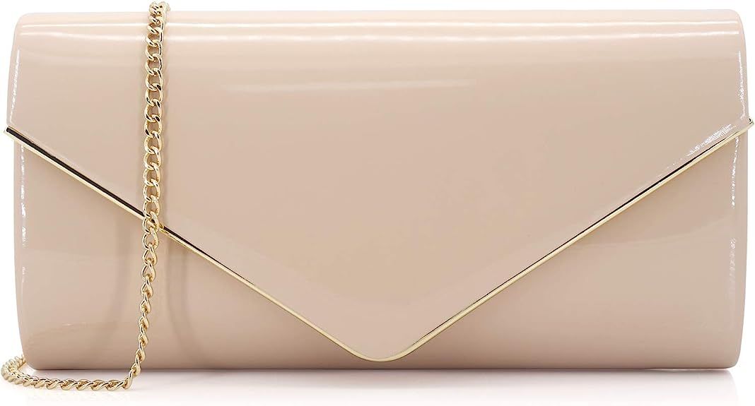 Dexmay Patent Leather Envelope Clutch Purse Shiny Candy Foldover Clutch Evening Bag for Women | Amazon (US)