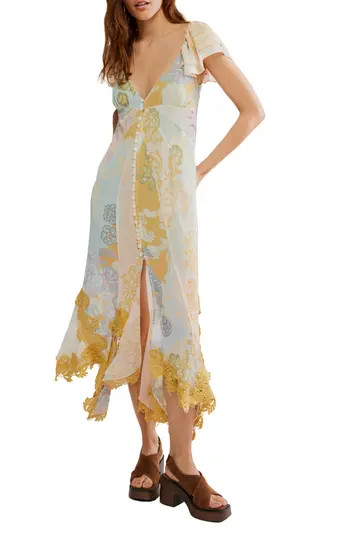 Free People Bali Aurora Flutter Sleeve Midi Dress in Soft Combo at Nordstrom Rack, Size Large | Nordstrom Rack