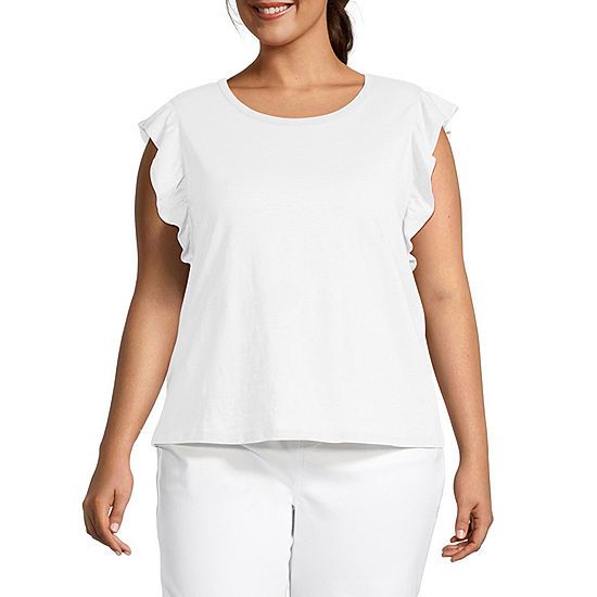 a.n.a Plus Womens Round Neck Short Sleeve Tank Top | JCPenney