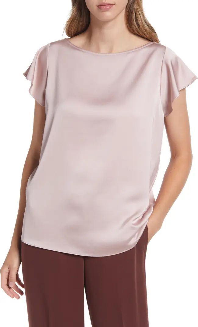 Ruffle Sleeve Recycled Blend Satin Top | Nordstrom