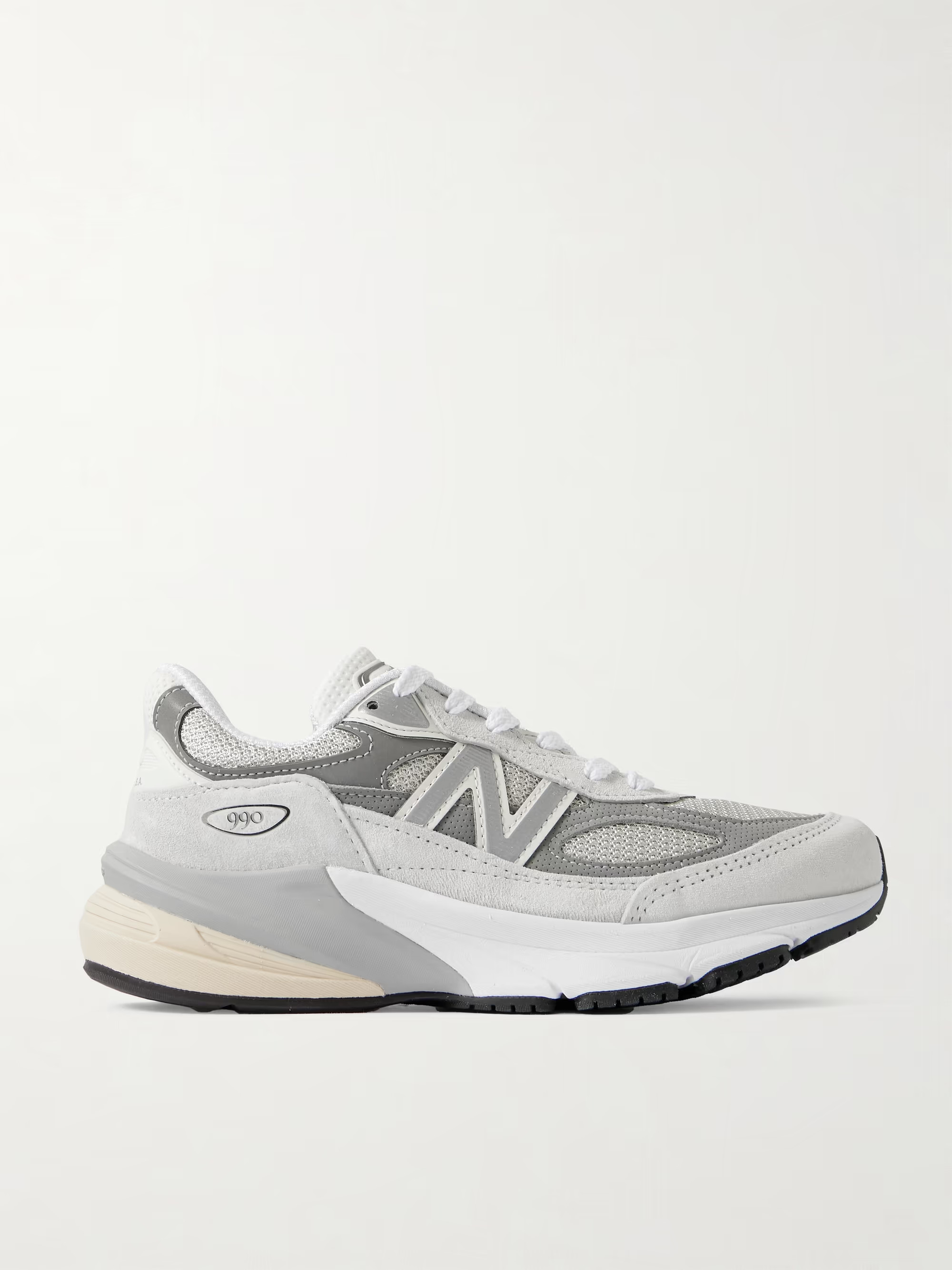 990v6 leather-trimmed suede and mesh sneakers | NET-A-PORTER (US)