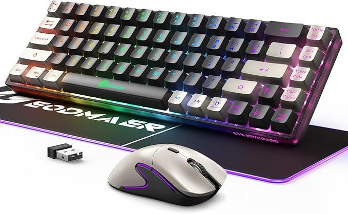 GEODMAER 65% Wireless Gaming Keyboard Mouse and RGB Mouse Pad Combo, Ultra-Compact Mechanical Fee... | Amazon (US)