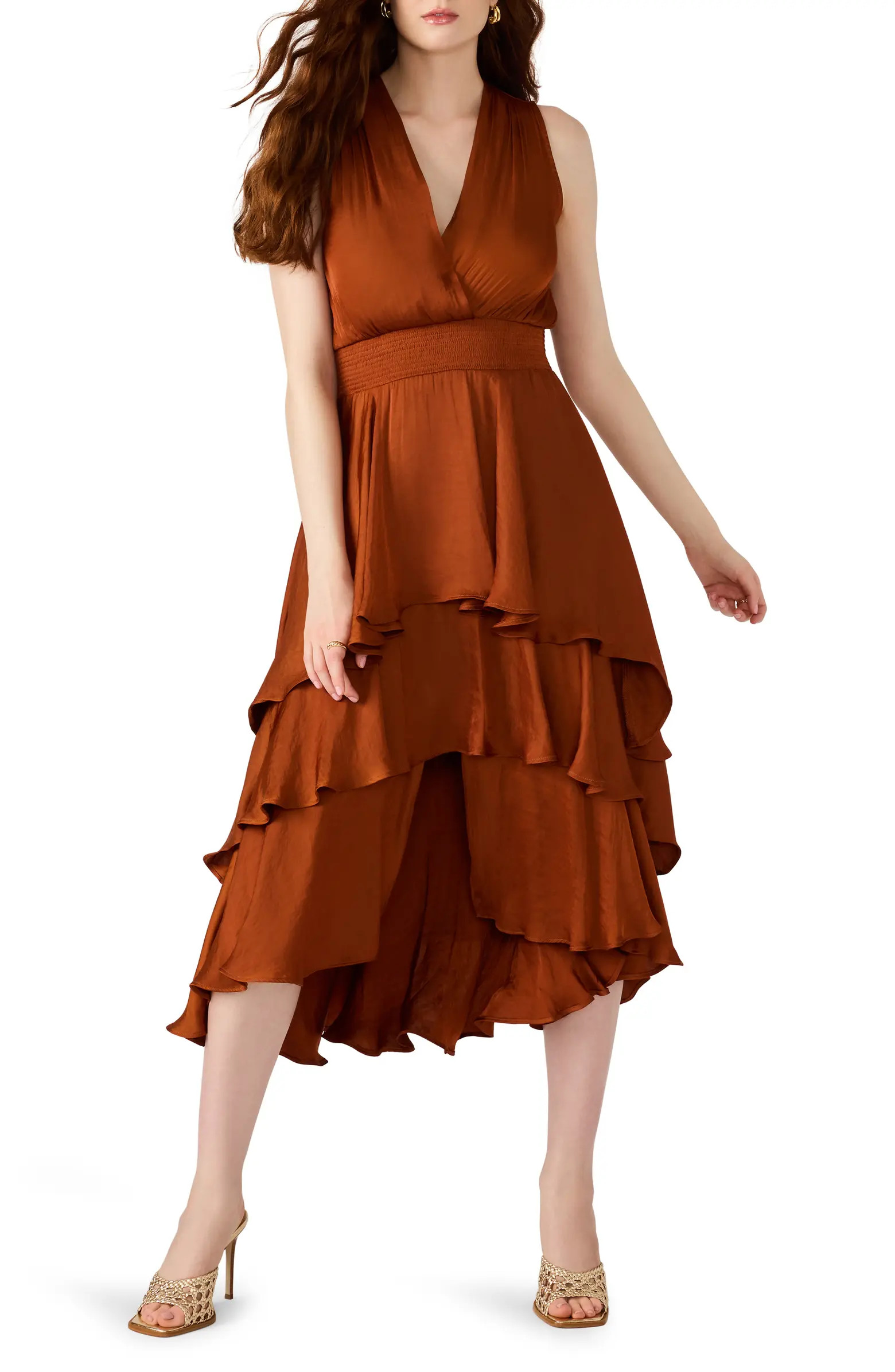 Beiley Sleeveless Tiered Midi Dress | Nordstrom