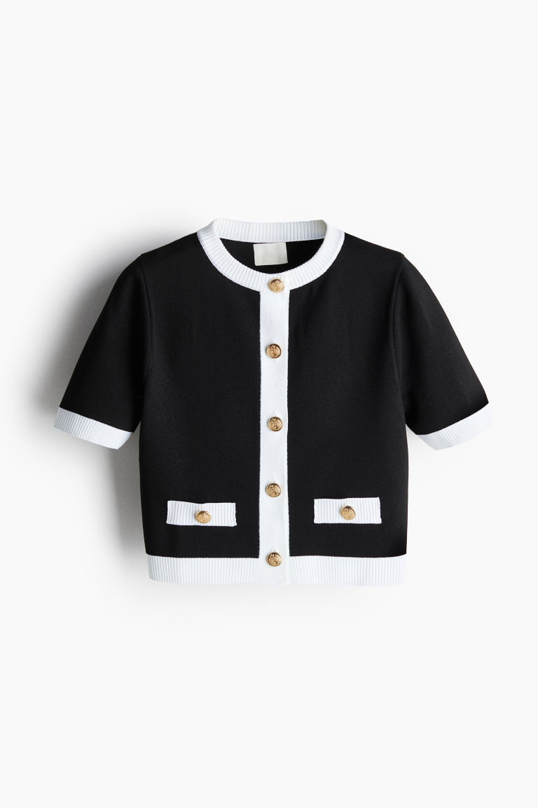 H & M - Short-sleeved Cardigan - Black | H&M (US + CA)