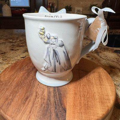 Rae Dunn ❤️ Disney Cinderella PRINCESS W/BABY BLUE BOW AND HANDLE White Mug NEW | eBay US
