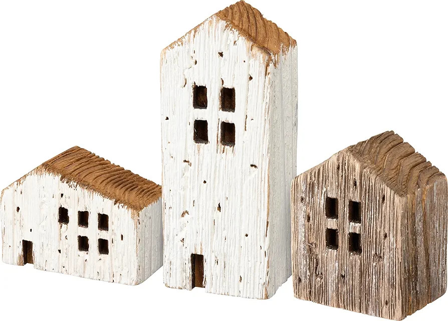 Primitives by Kathy Set of 3 Rustic Wooden House Figurines | Amazon (US)
