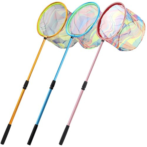Kids Fishing Net, 3 Pack Telescopic Beach Nets with Aluminum Pole Handle, Butterfly Net for Kids, Fish Net Crab Nets Fishing Gear for Kids Youth, Outdoor Playing | Amazon (US)