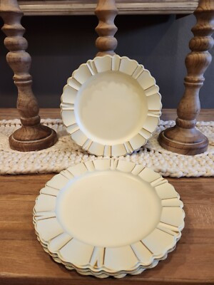 Pier 1  Imports 4 Chargers  Polypropylene Plates Cream Scalloped Gold Rim  | eBay | eBay US