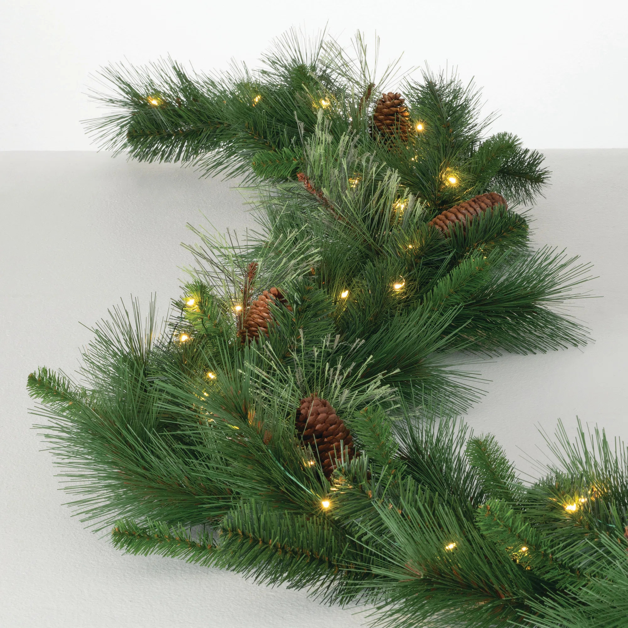 Artificial 9' LED Mixed Pine Christmas Garland with Pinecones, Green | Wayfair North America