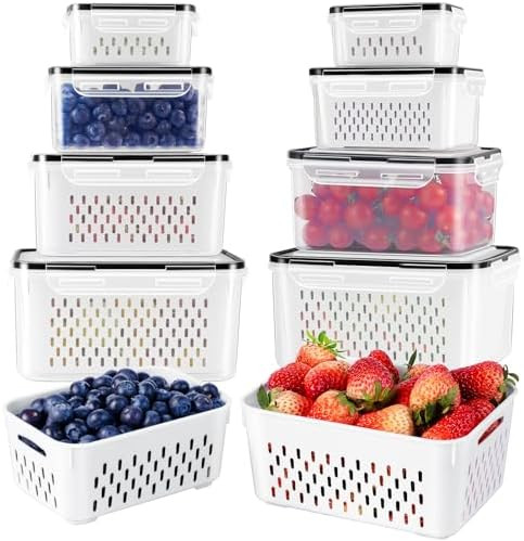 Fruit Storage Containers for Fridge with Removable Colander, Airtight Food Storage Container, Dis... | Amazon (US)