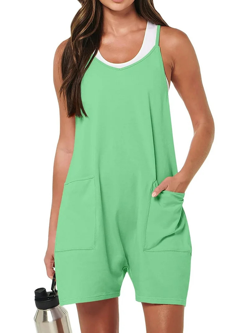 Fantaslook Jumpsuits for Women Casual Summer Rompers Sleeveless Loose Spaghetti Strap Shorts Over... | Walmart (US)