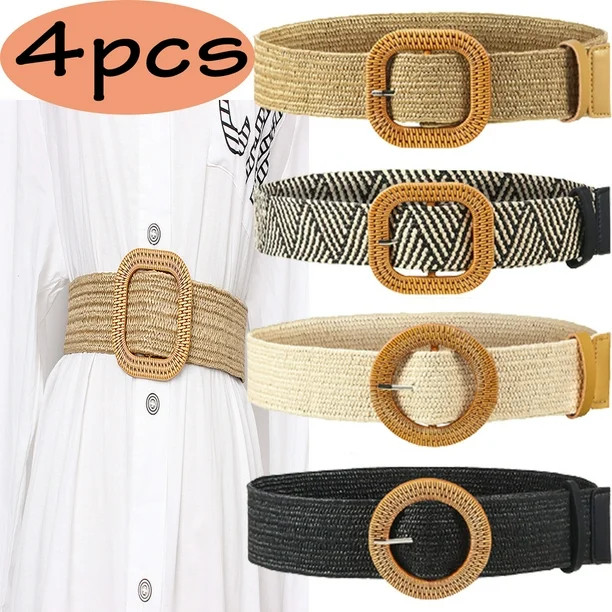Elastic Belt for Women Straw Woven Elastic Stretch Waist Belt Women Skinny Dress Belt Belts for W... | Walmart (US)