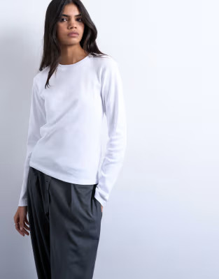 Topshop long sleeve everyday tee in white | ASOS (Global)