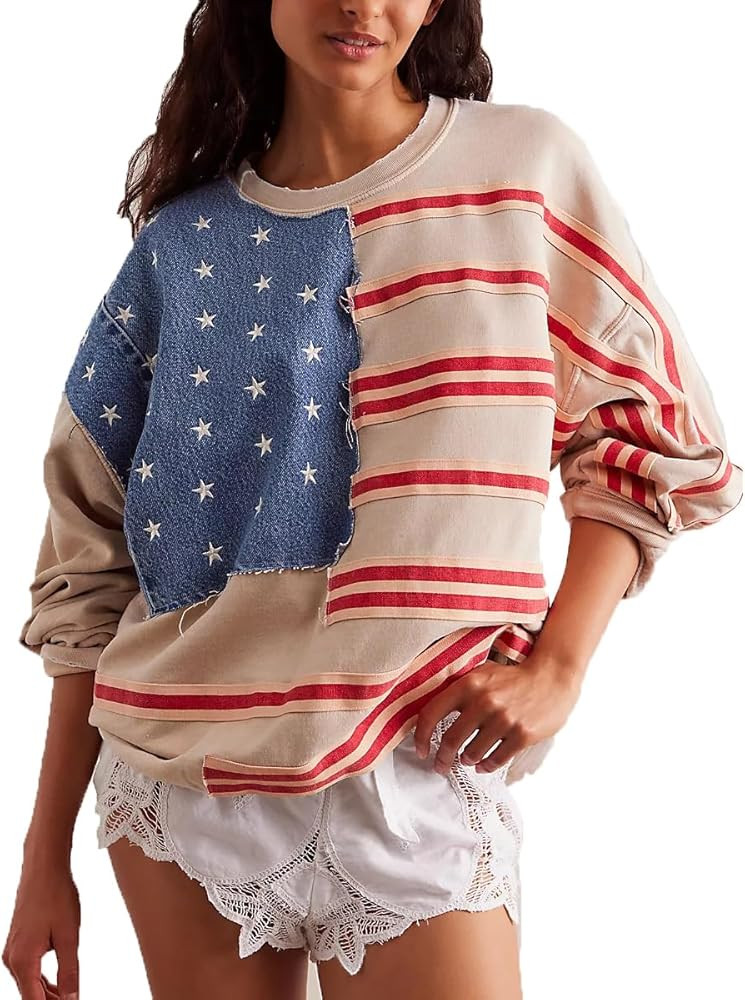 Amiblvowa Graphic Oversized Sweatshirt for Women Y2k Long Sleeve Crewneck Drop Shoulder Loose Swe... | Amazon (US)