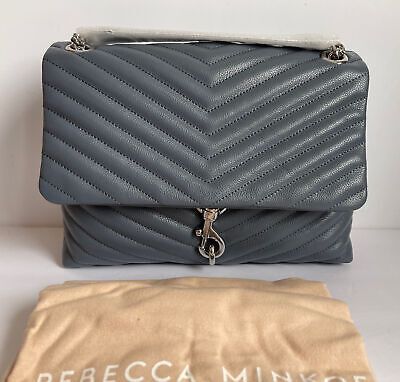 NWT!! Rebecca Minkoff Edie Chevron-Quilted Leather Flap Shoulder Bag In Luna  | eBay | eBay AU
