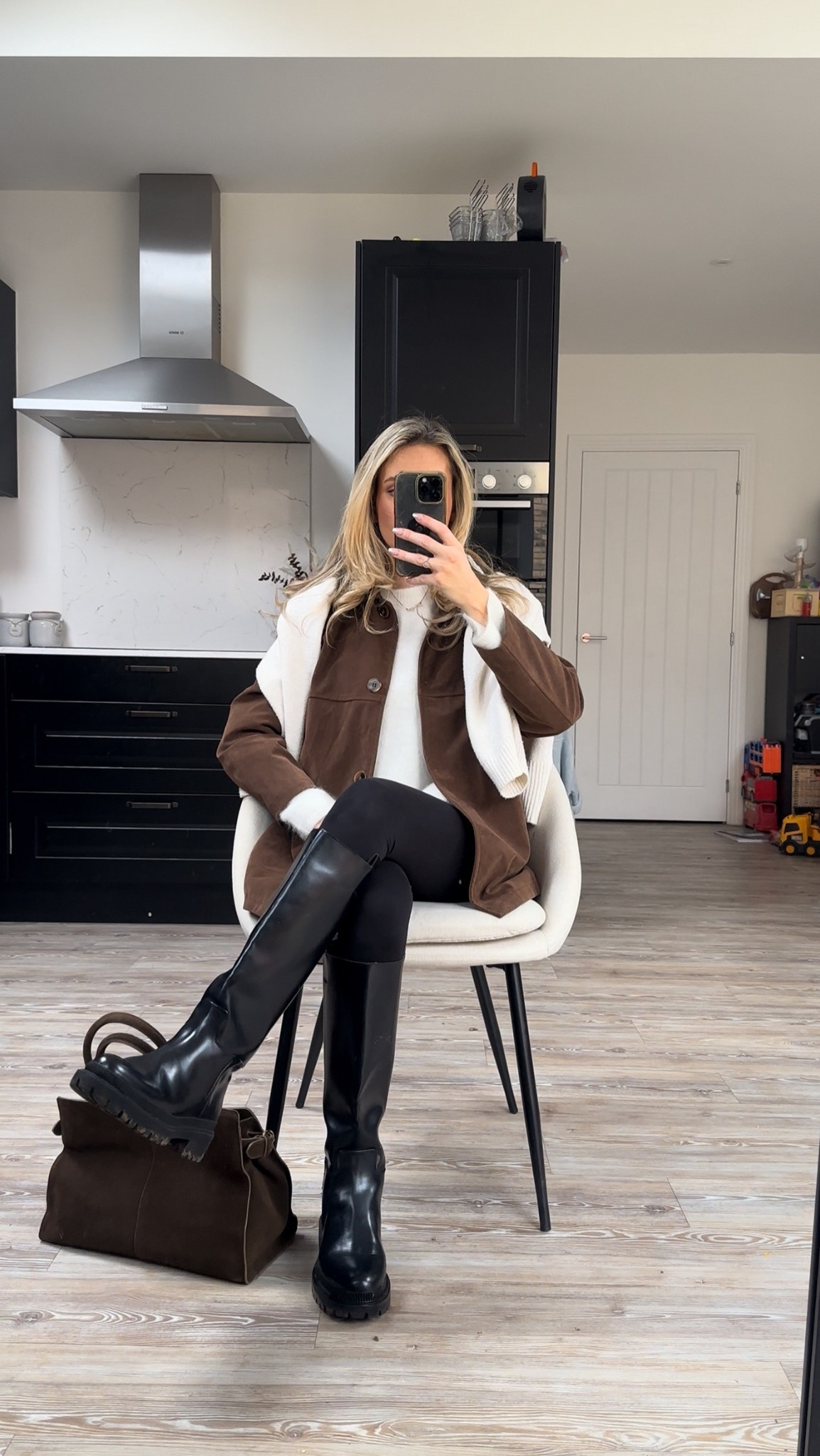 A casual comfy outfit styling a faux suede blazer black leggings and knee high boots 

An autumn outfit that feels out together but still comfy 

#LTKautumn #LTKuk #LTKFashionMonth