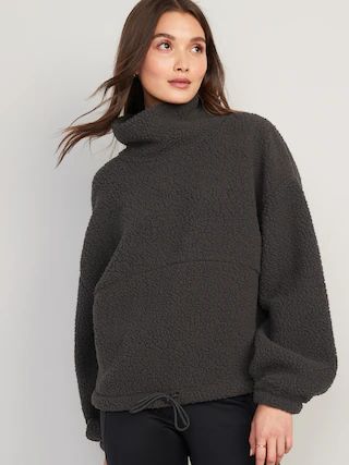 Cropped Sherpa Turtleneck Pullover for Women | Old Navy (US)