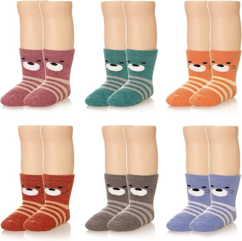 Eocom 6 Pairs Children's Winter Thick Warm Wool Socks Soft Kids Toddler Baby Girls Boy Thermal Crew  | Amazon (US)