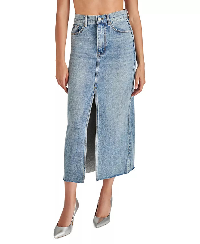 Steve Madden Women's Avani Front-Slit Denim Maxi Skirt - Macy's | Macy's