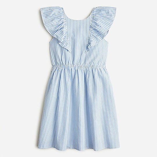Girls' flutter-sleeve dress in seersucker | J. Crew US