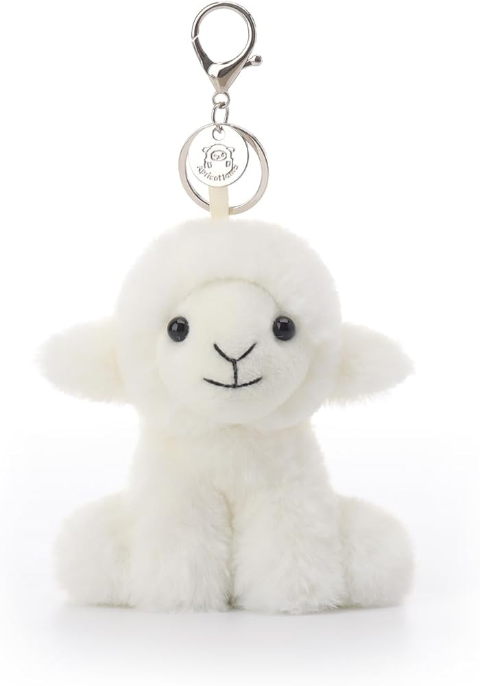 Apricot Lamb Cream Lamb Cute Keychain, Soft Stuffed Plush Toy Keyring for Kids' Backpack, Purse, ... | Amazon (US)