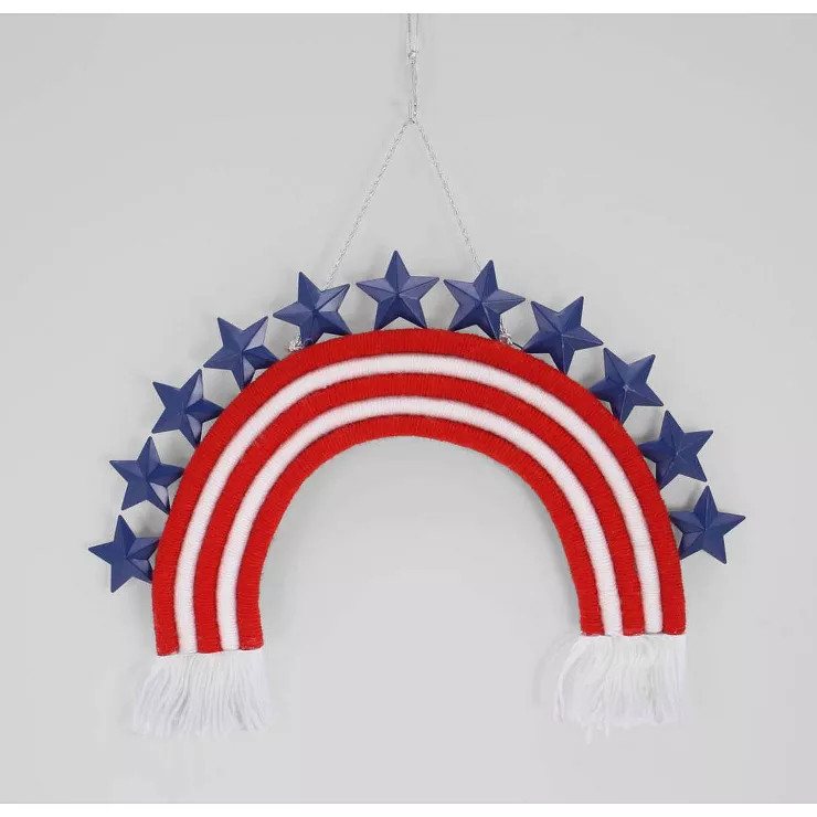 Yarn Rainbow Sign with Tassels Red/White/Blue - Spritz™ | Target