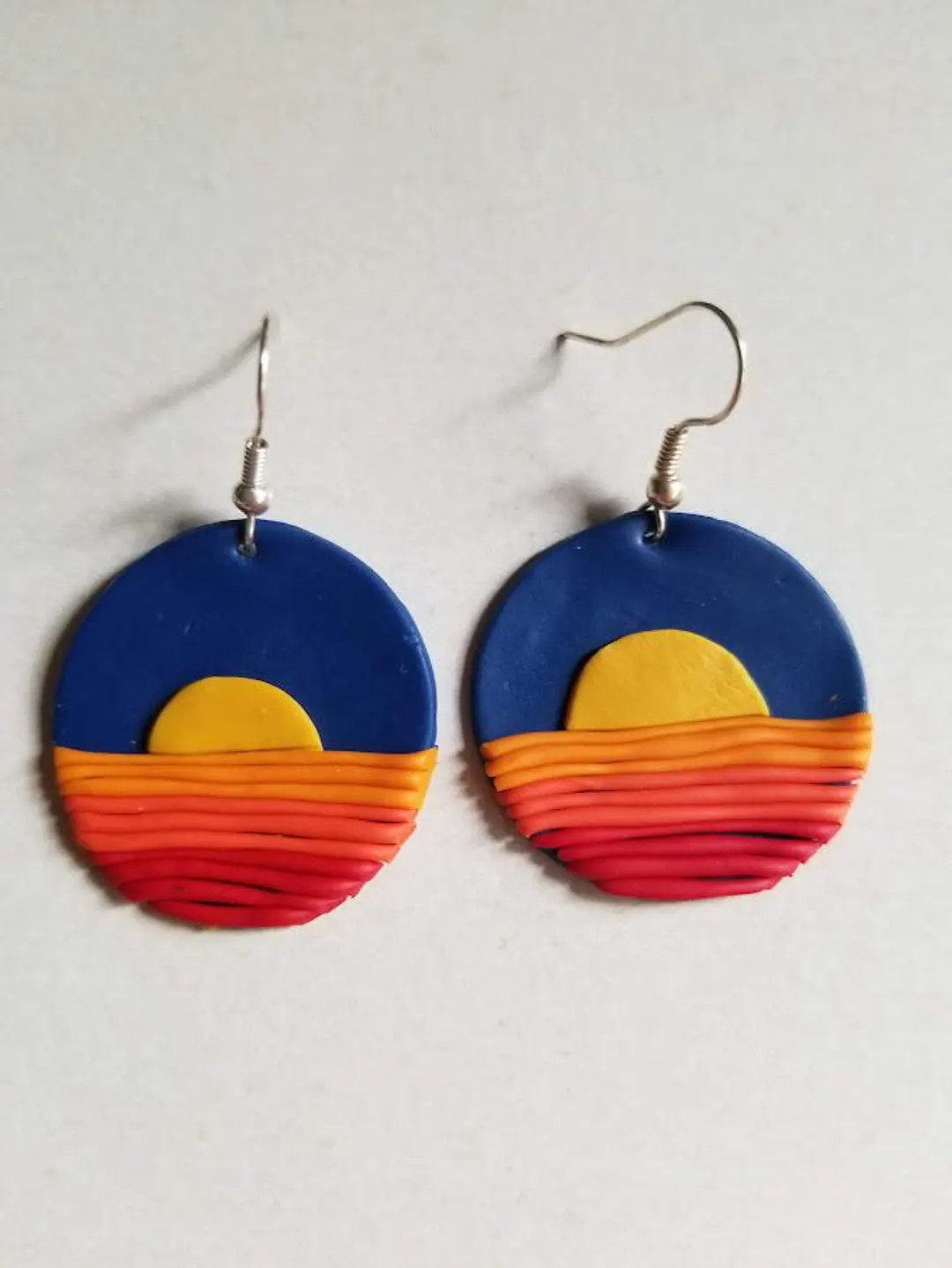 Clay Earrings | Sunrise or Sunset Dangle Earrings | Polymer Clay | Lightweight | Handmade | Red, ... | Etsy (US)