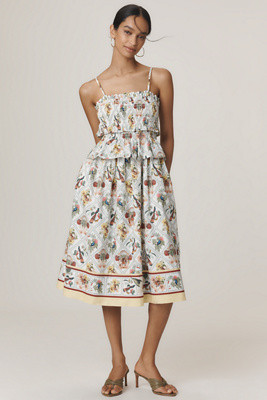 By Anthropologie Smocked Peplum Midi Dress | Anthropologie (US)
