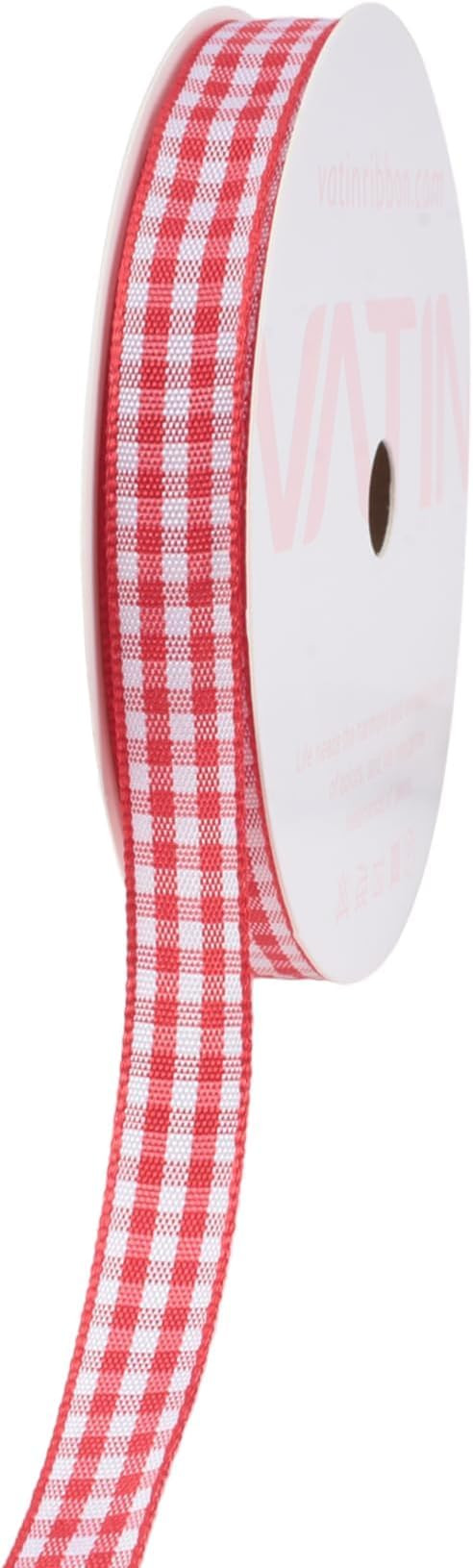 VATIN Red and White Gingham Ribbon, Each Roll Measuring 3/8 Inch Wide by 10 Yards Long, Featuring... | Amazon (US)