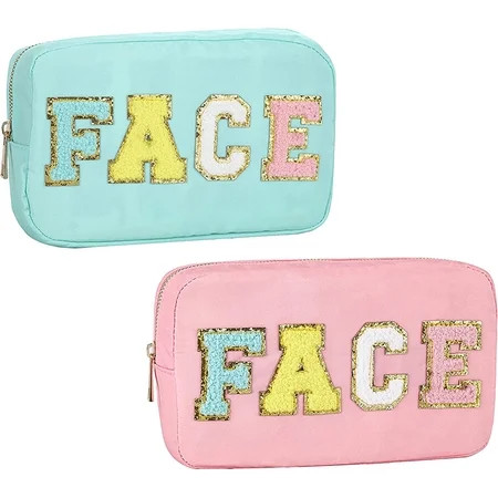 Nylon Preppy Makeup Bag Organizer Baby Pouch With Chenille Letter Patch Waterproof Storage Cosmetic  | Walmart (US)