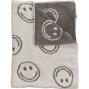 Charcoal Smiley Plush Blanket | Mebie Baby