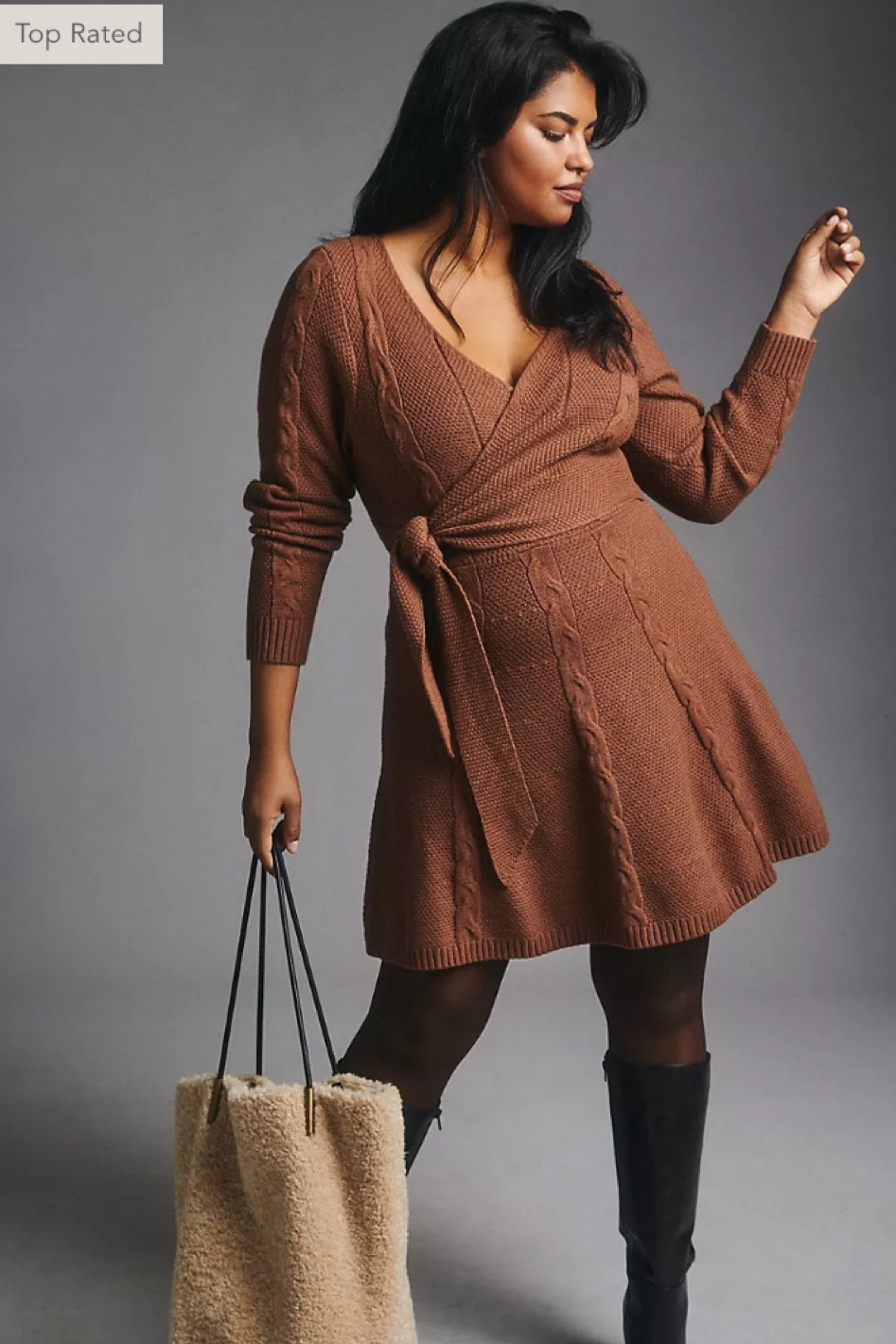 plus size brown wrap dress Plus Size Chocolate Brown Polka Dot Long Sleeve Midaxi Dress – Fashion//SZN