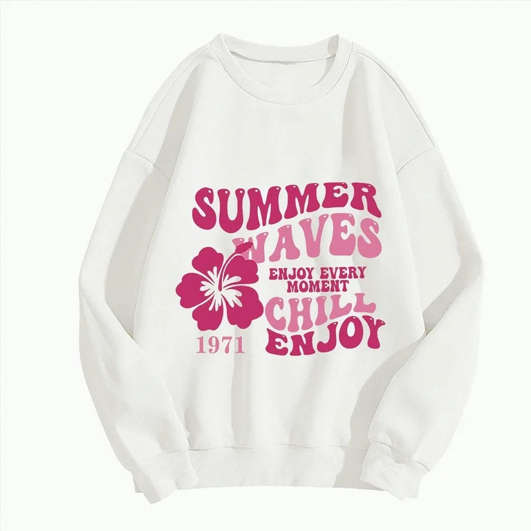 Futezty Sweatshirts Women Crew Neck Letter Graphic Hoodie Fit Long Sleeve Pullover Tops | Walmart (US)