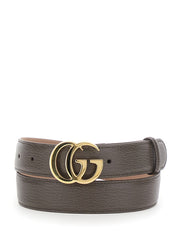 Gucci Leather with GG Plate Belt — Brown | Italist Inc.
