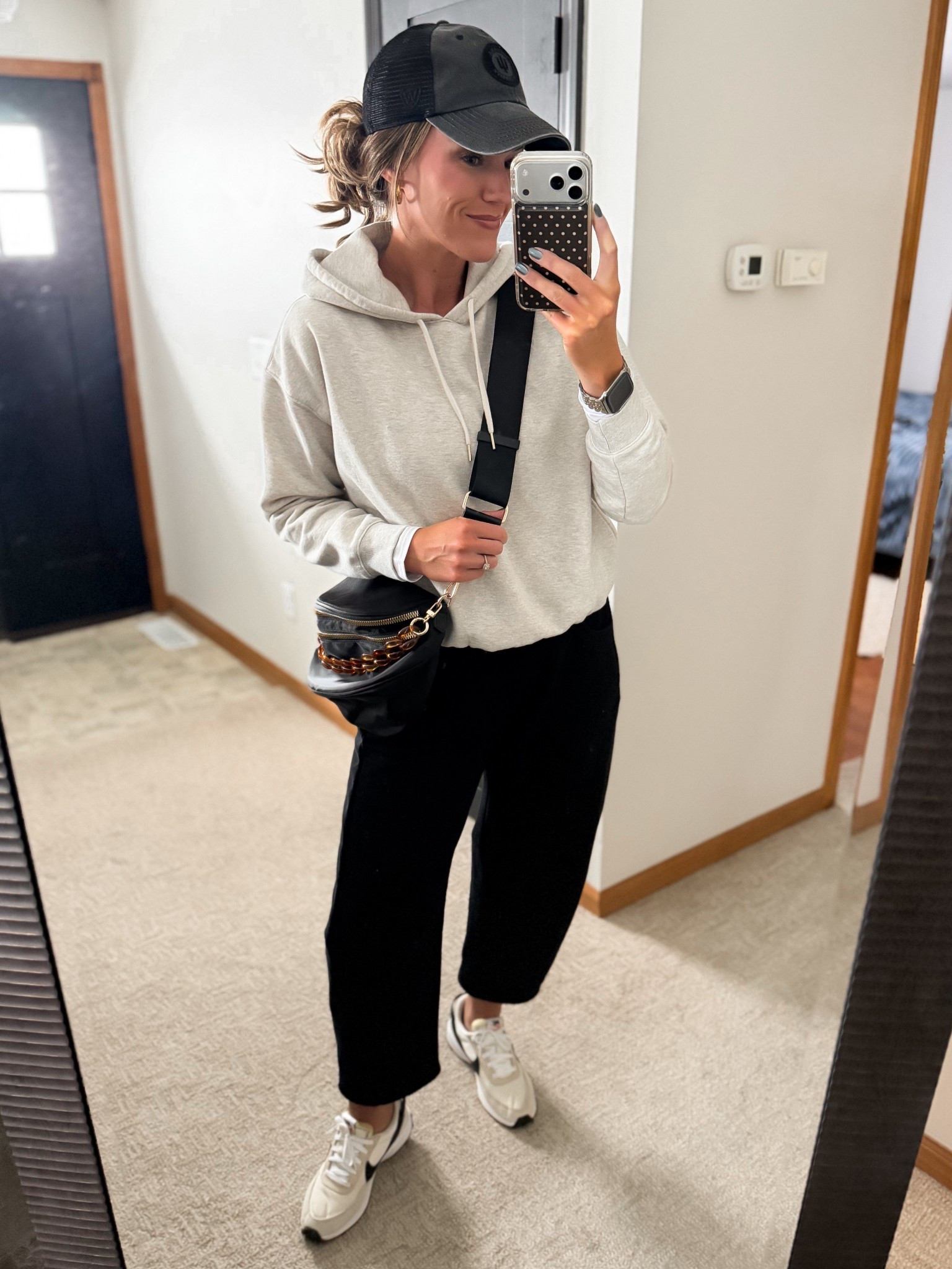 Off to Wyatt’s basketball games. So many great basics in one look. I constantly reach for these Amazon sweatpants. I love the fit and length. This bubble hem sweatshirt is a new favorite and these casual Nikes have been a long time favorite. 
Wearing medium in both pants and sweatshirt  

#LTKmomlife #LTKootd
