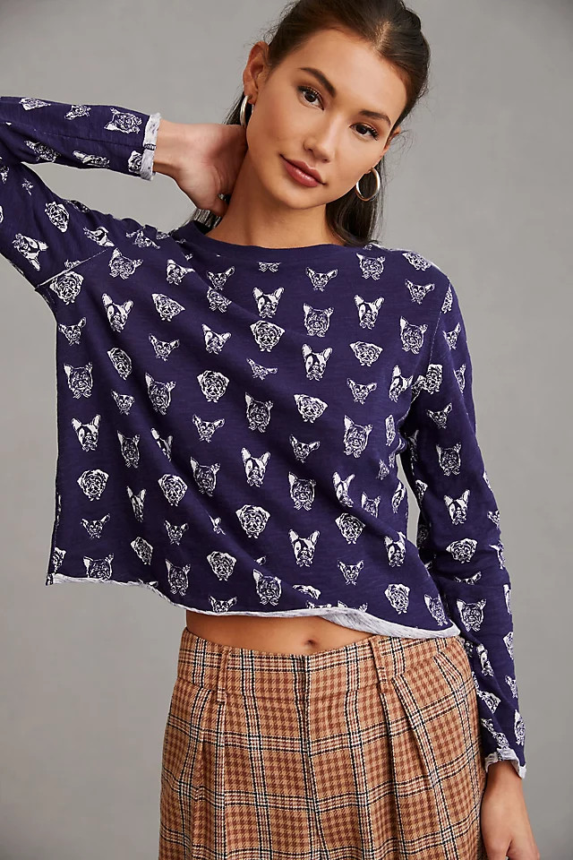 Maeve Long-Sleeve Printed Tee | Anthropologie (US)