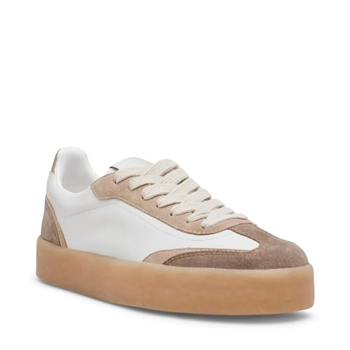 Steve Madden Women's Tux Sneaker, Tan/White, 9.5 | Amazon (US)