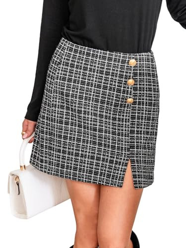CUPSHE Women Skirts Tweed High Waist Mini Skirt Short Skirts | Amazon (US)