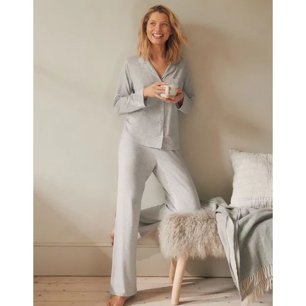 Classic Piping-Detail Jersey Pyjama Set | The White Company (UK)