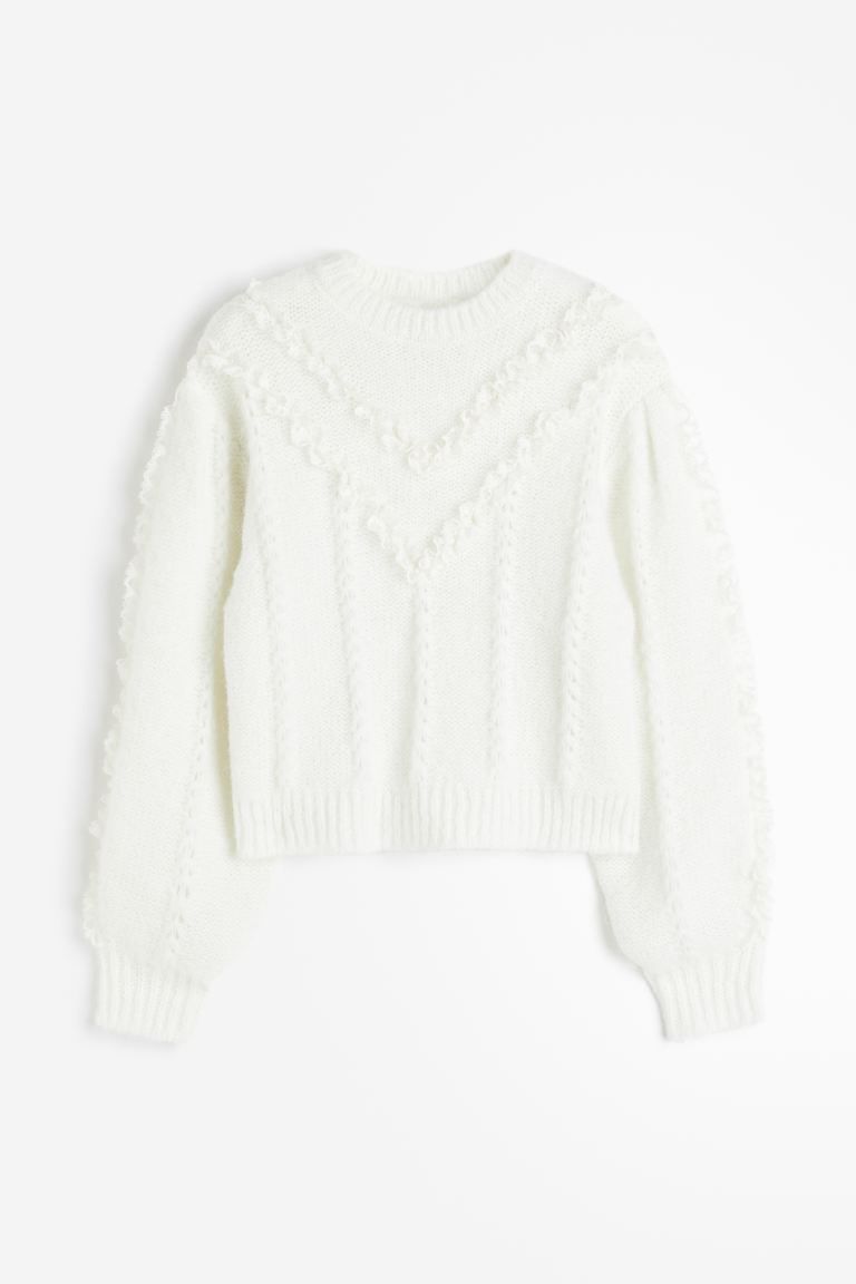 Lace-trimmed Sweater - White - Ladies | H&M US | H&M (US + CA)