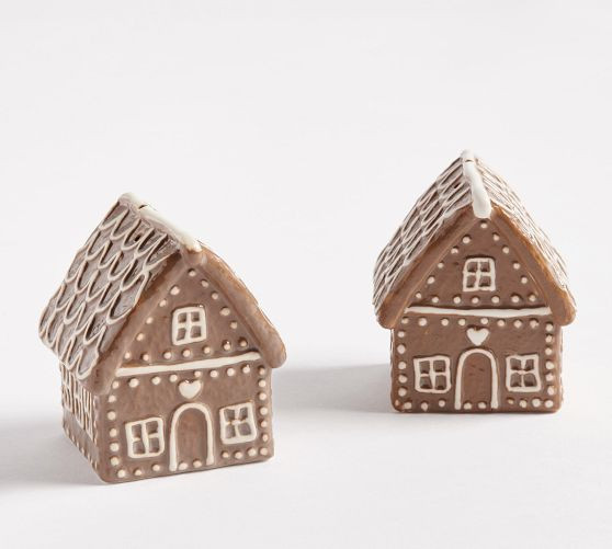 Gingerbread House Stoneware Salt &amp; Pepper Shakers | Pottery Barn (US)