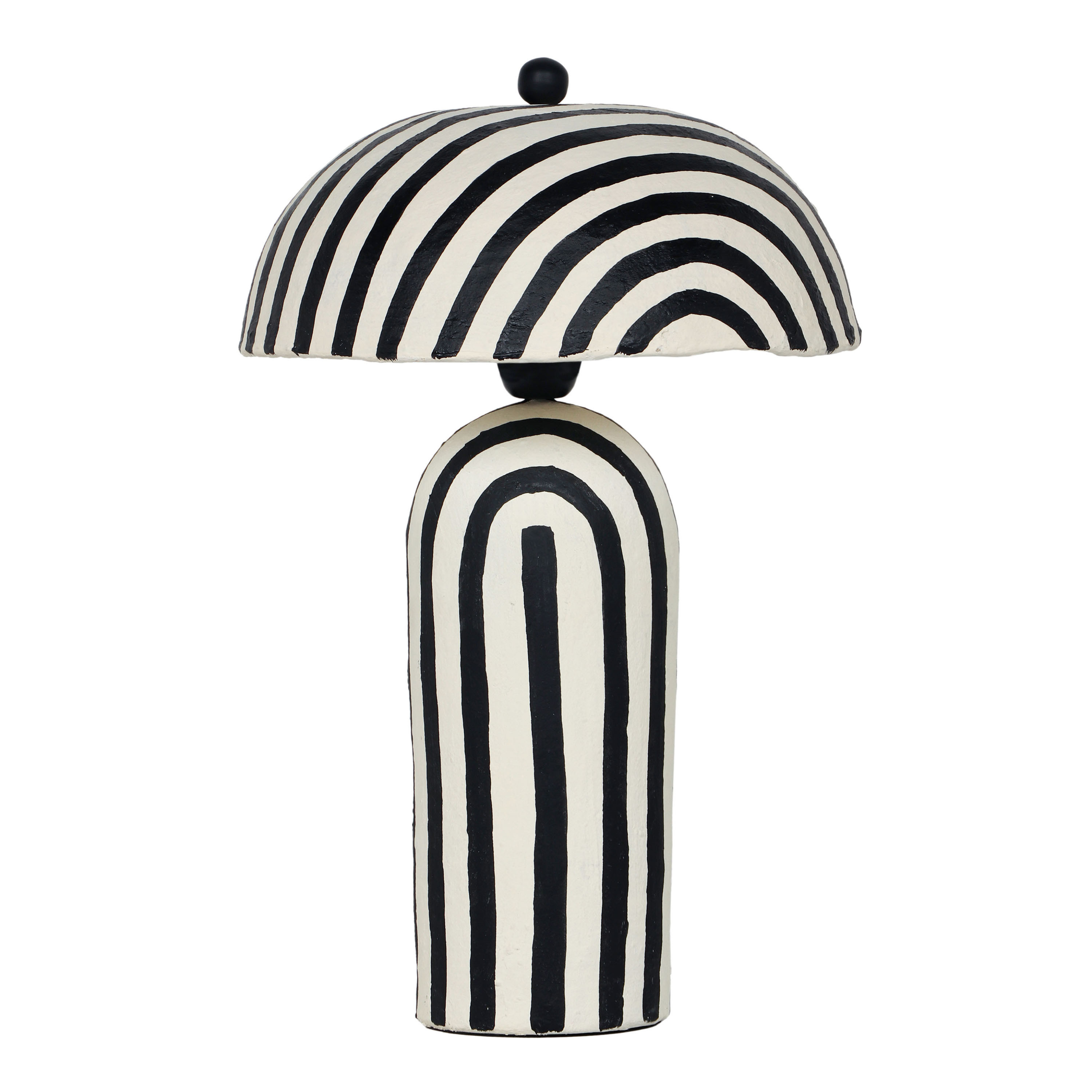 Balfe Black and White Curved Stripe Table Lamp - World Market | World Market