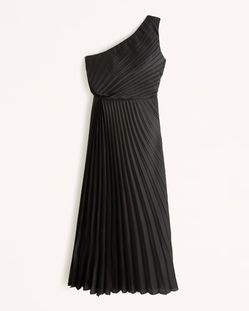 One-Shoulder Pleated Maxi Dress | Abercrombie & Fitch (US)