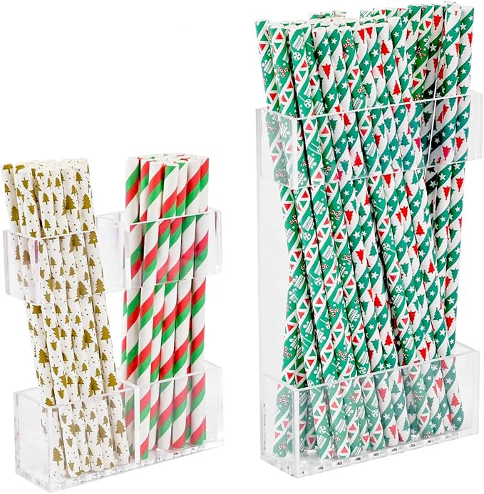 2 PACK Small Acrylic Straw Holder for Cabinet Doors\uff0cStraw Organizer Storage with Most Sizes\... | Amazon (US)