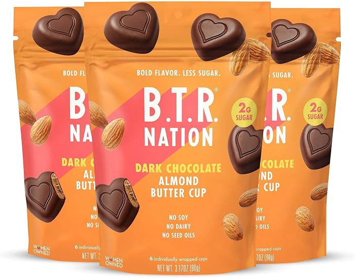 B.T.R. Nation - Dark Chocolate Almond Butter Cups - Superfood Candy Date Sweetened 0g Refined Sug... | Amazon (US)